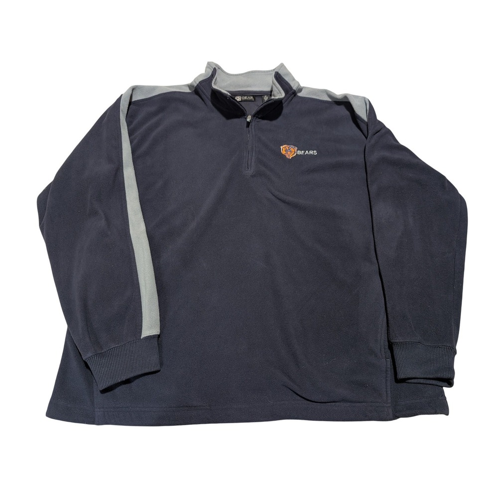 Gear For‎ Sports Pullover Mens XL Navy Chicago Bears Quarter Zip Fleece NFL Gorp